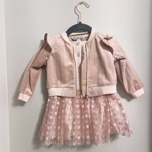 NWT 3-piece Blush Pink Suede & Tulle Dress and Jacket 6-9 months